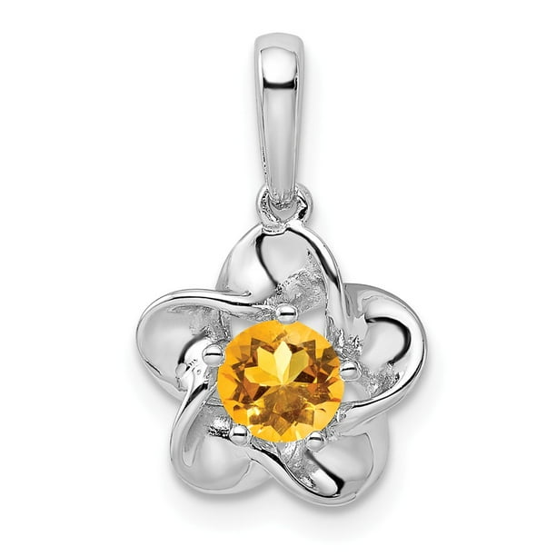 Solid 925 Sterling Silver Citrine Yellow November Gemstone Pendant Charm Solid 925 Sterling Silver Citrine Yellow November Gemstone Pendant Charm